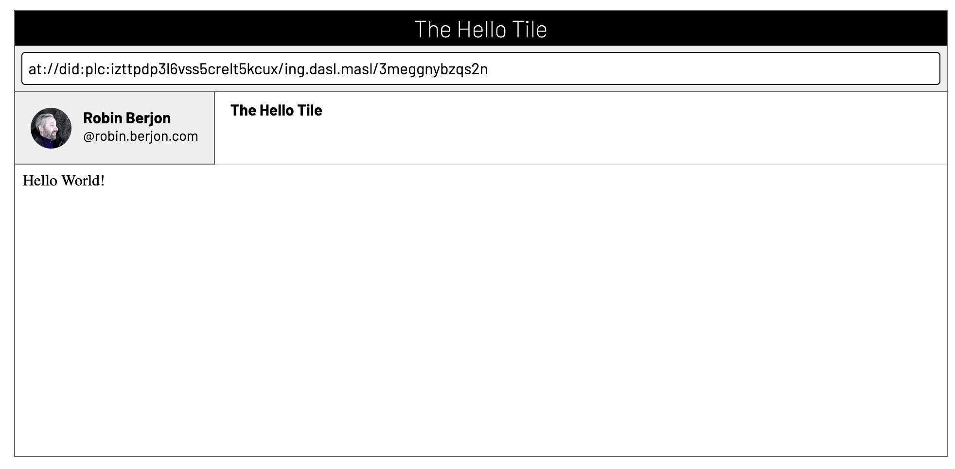 A live tile that says hello world